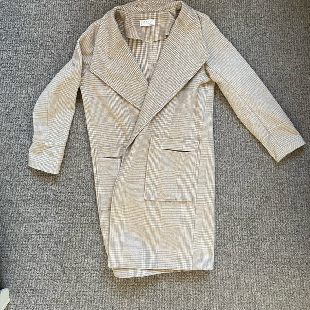 Sage the Label Wool Houndstooth Peacoat